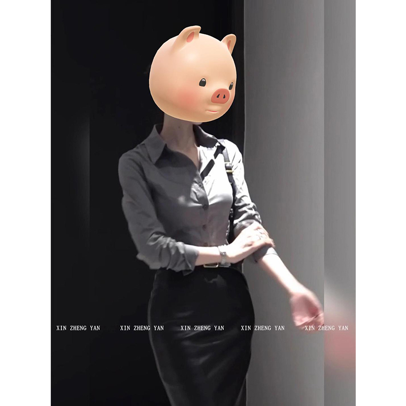 微胖mm御姐感气质修身长袖衬衫