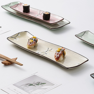 日式陶瓷长条盘寿司盘子长方形长盘创意刺身餐具西餐点心盘小吃盘