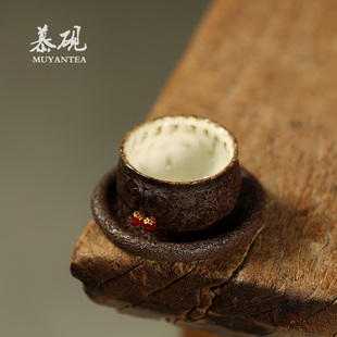 慕砚手捏侘寂风杯垫盖置架创意陶瓷隔热茶垫日式茶道零配件茶杯托