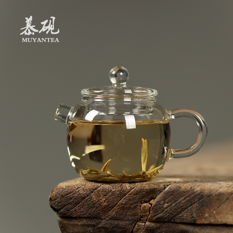 慕砚 透明耐热玻璃小茶壶 中式具轮珠玻璃泡茶器家用功夫茶具单壶
