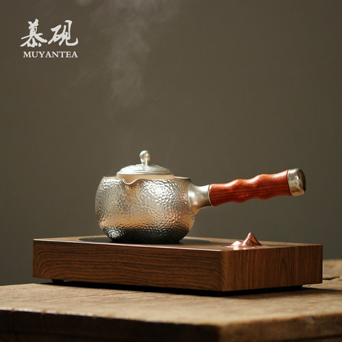 三界日式纯银侧把家用温茶烧水壶