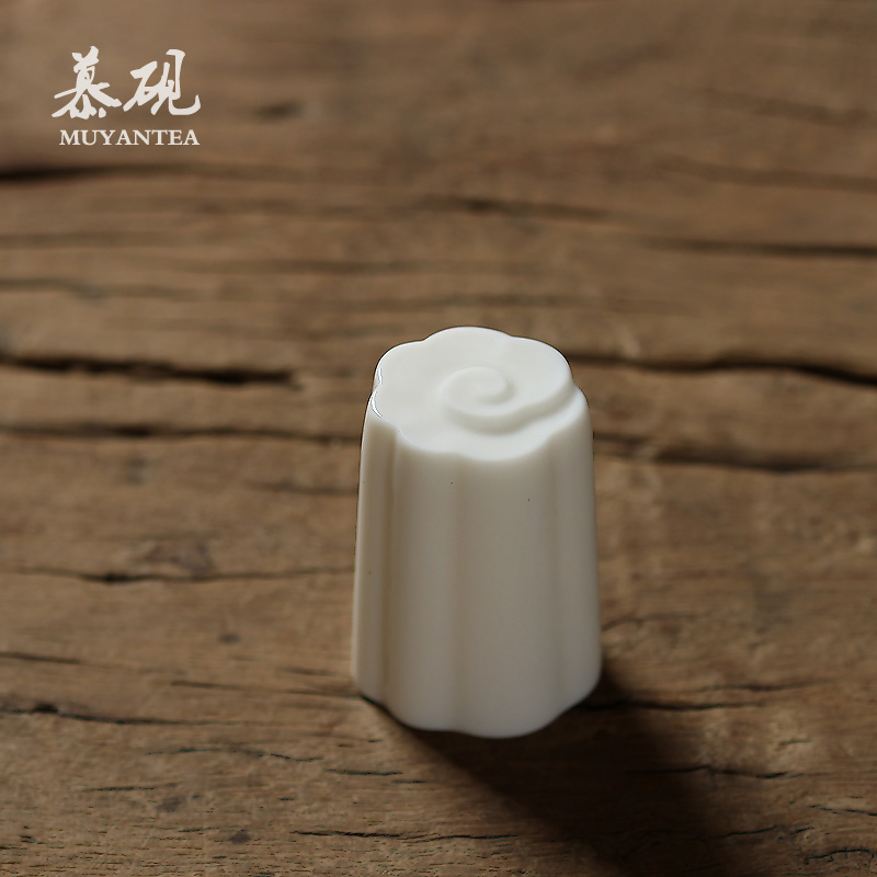 慕砚功夫茶具配件白玉瓷盖置