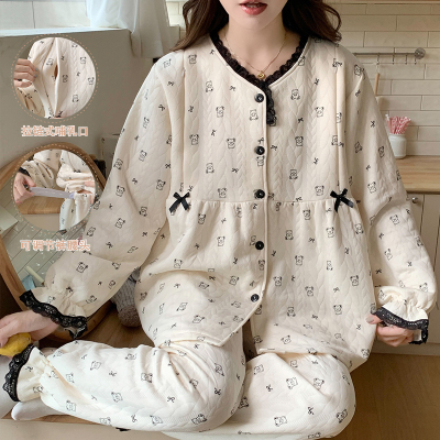 空气棉月子服秋冬产后纯棉十月份11孕妇睡衣春秋季哺乳产妇家居服