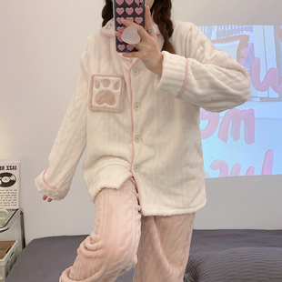 孕妇睡衣秋冬1月产后产妇珊瑚绒月子服12加厚保暖大码 11法兰绒女