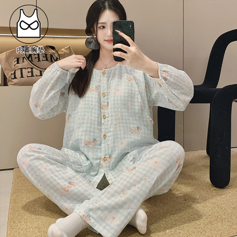 巫妹妹纯棉孕妇睡衣春夏季新款哺乳吸汗带胸垫月子服可外穿家居服,女士内衣/男士内衣/家居服,睡衣/家居服套装,淘宝优惠券,粉丝福利购,淘宝优惠卷