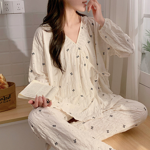 月子服春秋季 云朵棉哺乳家居服待产衣夏天薄开衫 和服孕妇产后套装
