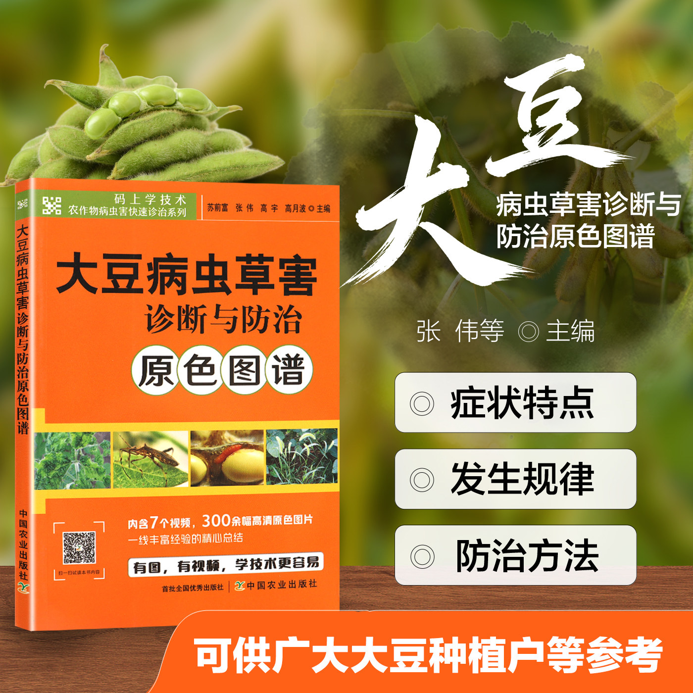 大豆病虫草害诊断与防治原色图谱 大豆田间诊断与防治实操手册 大豆病虫害杂草识别 大豆种植植保技术资料 大豆病害虫害杂草防控