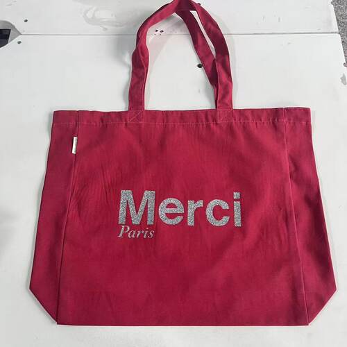 Merci法式红色帆布包通勤环保袋