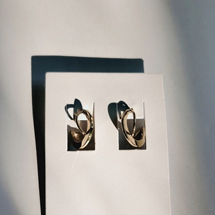 缀星出口少量os家几何图案耳环气质百搭冷淡风新潮C型耳饰镀真金