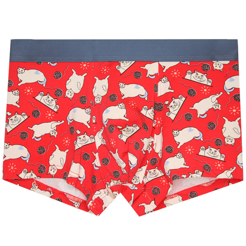 画内大红喜庆本命年内裤男莫代尔棉柔软男士内裤中腰平角四角短裤,女士内衣/男士内衣/家居服,男平角内裤,淘宝优惠券,粉丝福利购,淘宝优惠卷