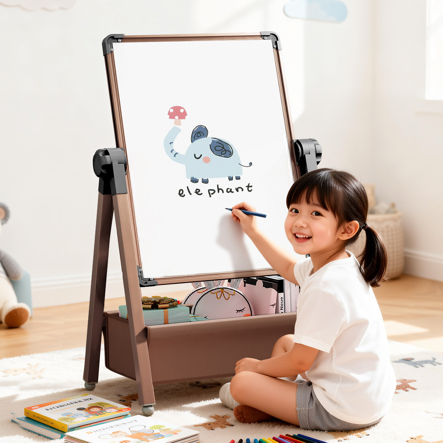 幼儿童画板磁性可擦写涂鸦绘画黑板家用教学支架式白板双面写字板