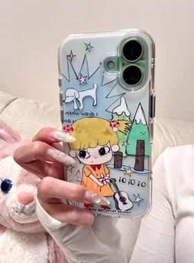 新款手机壳涂鸦奈良美智适用苹果17壳16promax1514xr新款1315plus6p7p高保护套