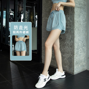 速干透气压缩跑步运动短裤女假两件2026新款瑜伽健身裤子套装薄冬