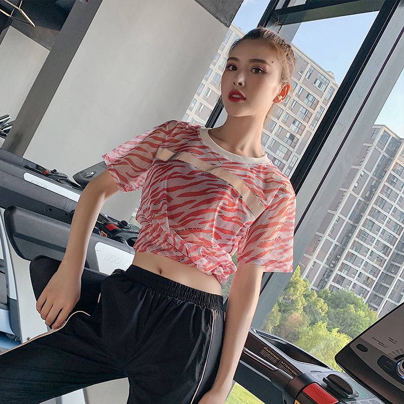 izd运动短袖女网眼罩衫宽松健身速干衣中长款透气半袖T恤瑜伽短袖