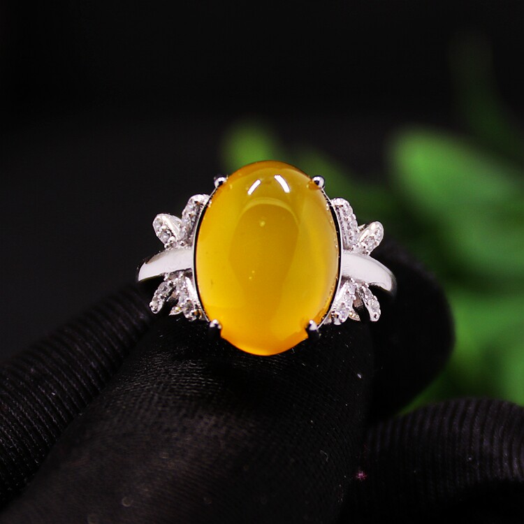 戒指空托四爪DIY琥珀玉石镶嵌