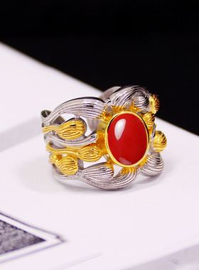 diy设计款蜜蜡玉石琥珀戒指空托