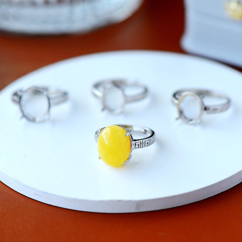 s925纯银戒指空托四爪diy镶嵌