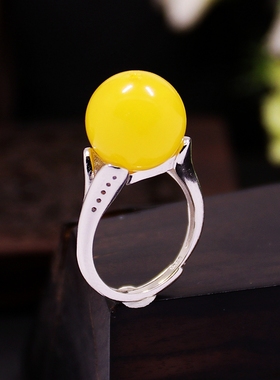 diy蜜蜡蓝珀珍珠镶嵌戒指空托