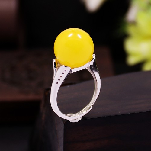 diy蜜蜡蓝珀珍珠镶嵌戒指空托