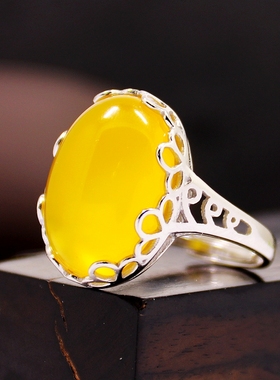 diy蜜蜡琥珀玉石镶嵌戒指空托