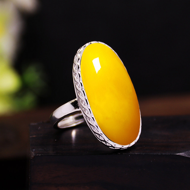 diy蜜蜡玉石镶嵌活口戒指空托