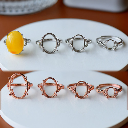 diy纯银四爪镶嵌戒指空托