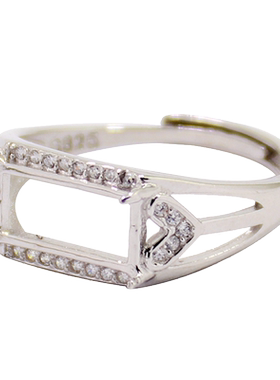 diy方形蜜蜡琥珀玉石戒指空托