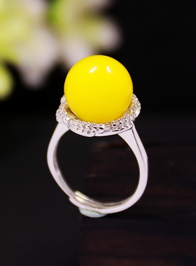 diy托盘蜜蜡玉石珍珠镶嵌戒指