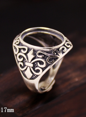 diy霸气风蜜蜡琥珀镶嵌戒指空托