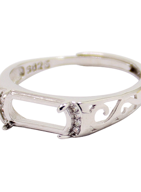 diy四爪蜜蜡琥珀玉石戒指空托