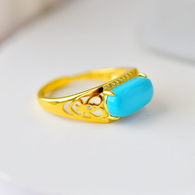 diy方形蜜蜡琥珀玉石戒指空托