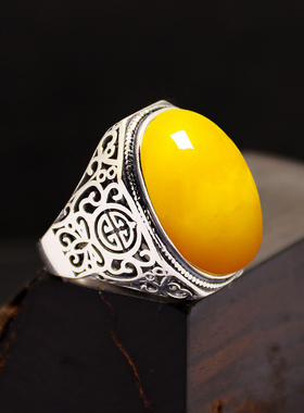 diy蜜蜡琥珀玉石镶嵌戒指空托