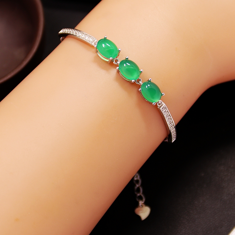 s925手链空托女四爪DIY宝石镶嵌