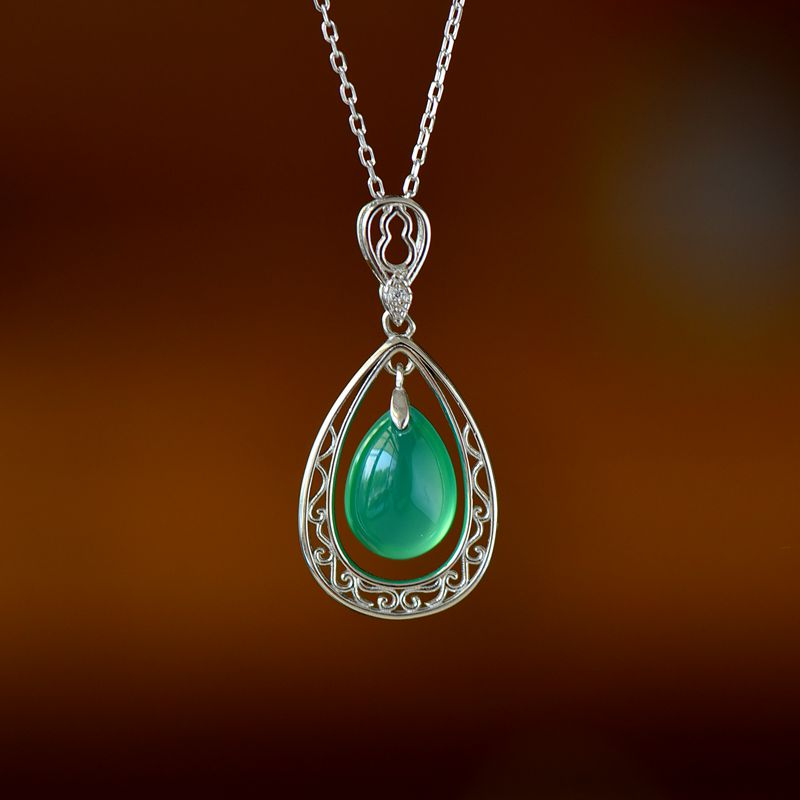 女款S925纯银DIY镶嵌吊坠空托