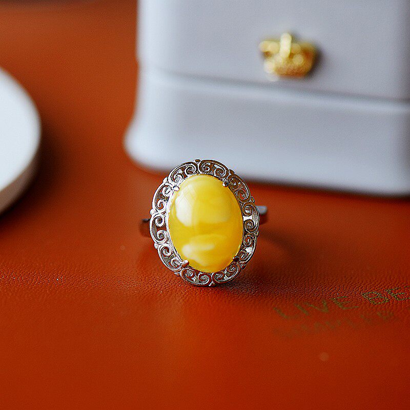 s925纯银戒指空托男女diy玉石