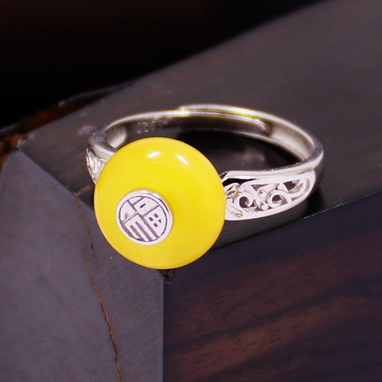 戒指空托镶嵌S925纯银女款平安