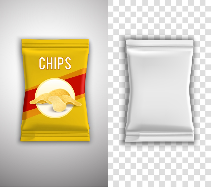 食品包装袋薯片效果图贴图模板样机设计素材矢量图库