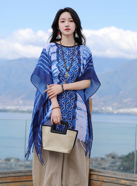 云南丽江旅游披肩女遮阳防晒套头
