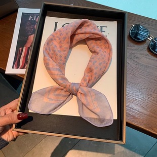 围巾 护颈小丝巾职业小领巾百搭头巾时尚 韩版 棉质丝绸小方巾女夏季