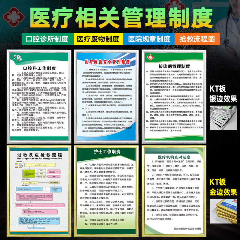 口腔诊所 医院医疗管理制度卫生室抢救流程挂图 中医辨识宣传图 危险