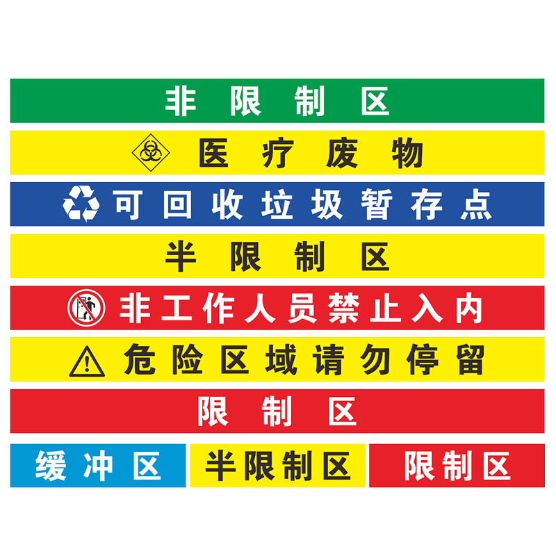医院手术室地标 一米线地贴限制区非污染区小心地滑分区标识清洁区缓冲区医疗废物标识磨砂防滑地贴定制