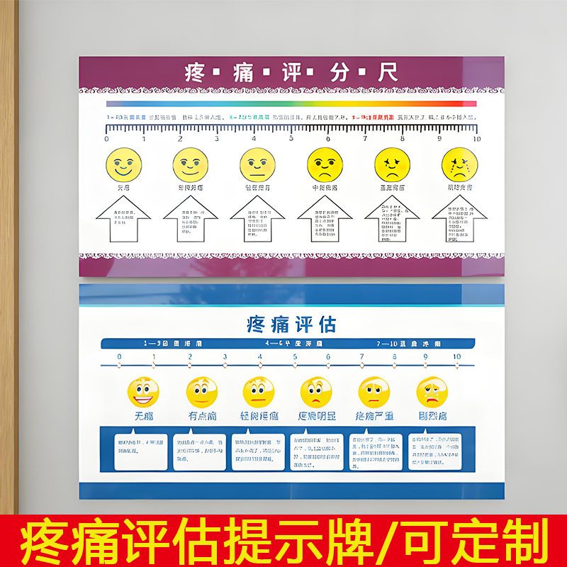疼痛评分标准VAS评分脸谱疼痛尺NRS数字分级新版疼痛评估标识贴牌