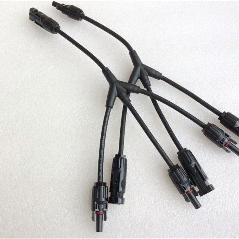 MC4 Y型3转1转接头 4通连接器MC4并联 3块太阳能电池板电线接头