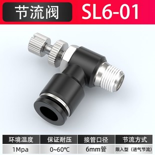 节流阀气管接头气控阀精密调压阀SL4-m5/6-01/8-02气缸气压控制器