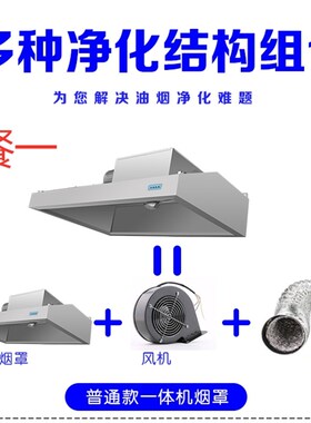 不锈钢烟罩商用油烟净化器一体机土灶饭店炸鸡低空排放环保油烟机