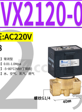 VX2120-06/08/10/15/X64常开常闭高压二位二通直动式电磁水阀气阀