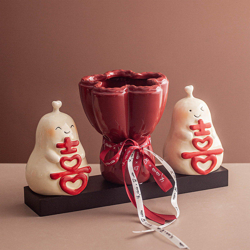 丼美新婚订婚插花永不分离双喜花瓶花束抱抱桶乔迁入宅摆件礼物,家居饰品,福桶,淘宝优惠券,粉丝福利购,淘宝优惠卷