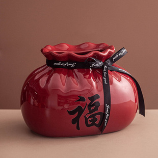 创意喜庆红色福袋纸巾抽纸盒家用客厅婚房卧室茶几收纳装饰品摆件