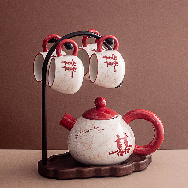 复古下午茶花草茶具茶壶茶杯新婚喜庆陶瓷杯子家用待客套装礼物