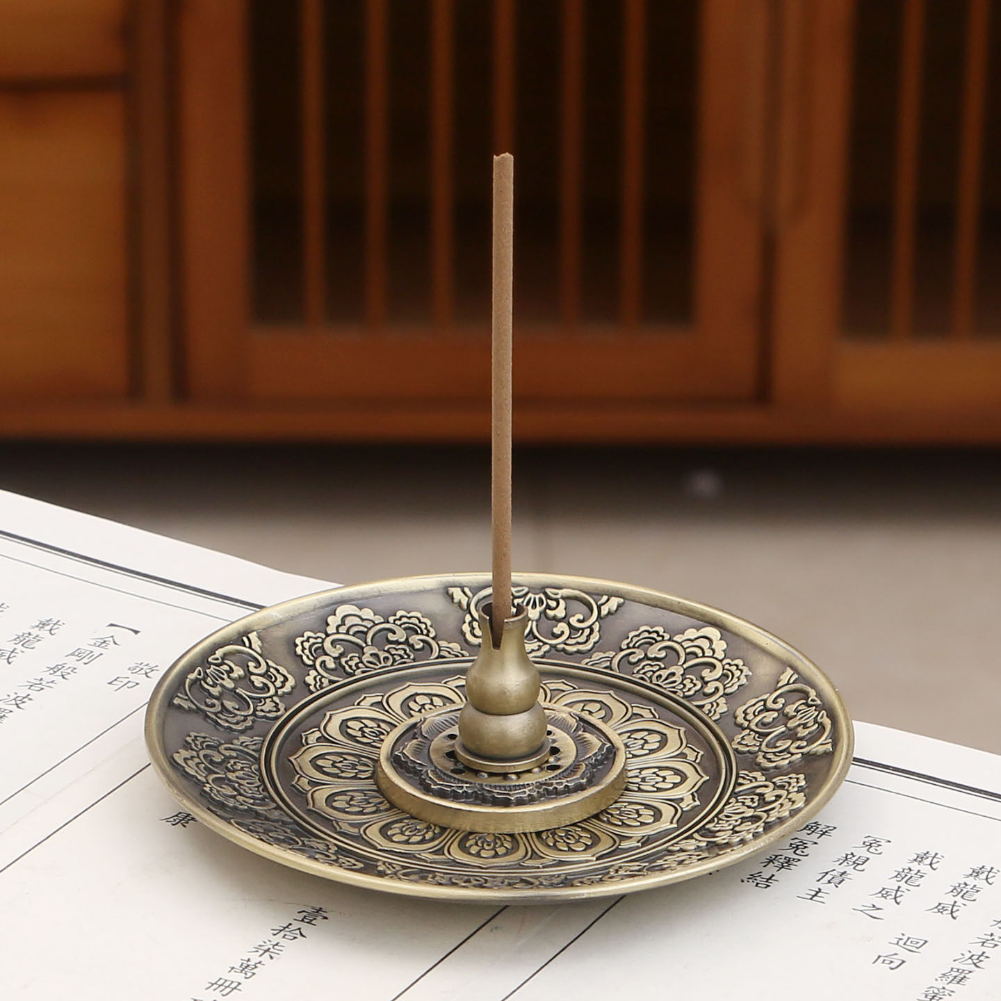 仿古铜莲花香托226341